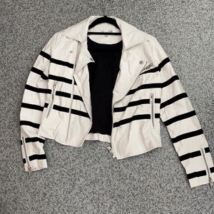 Striped white leather jacket